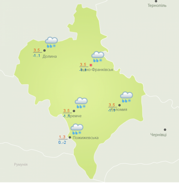 Прогноз погоди на Прикарпатті на 15 березня