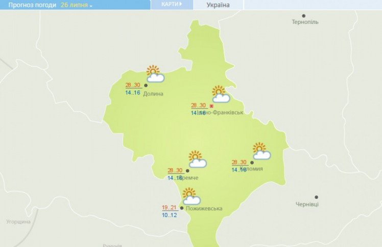 Якої погоди слід чекати на Франківщині 26 липня 2021 року